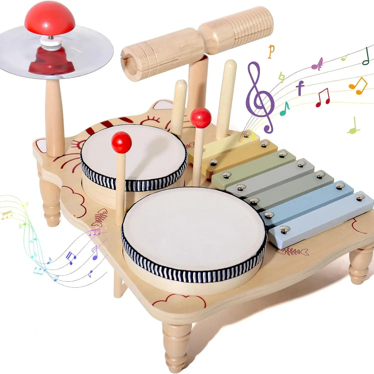 Wooden Drum Set Play Station